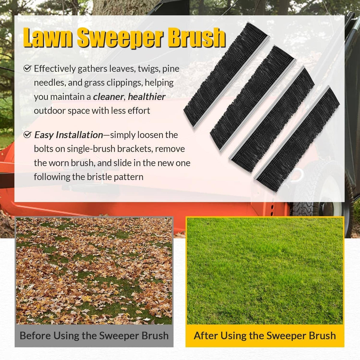 Solidspare 46780 Lawn Sweeper Brush 21” for Agri-Fab 42” Tow Behind Lawn & Leaf Sweeper 4Pc