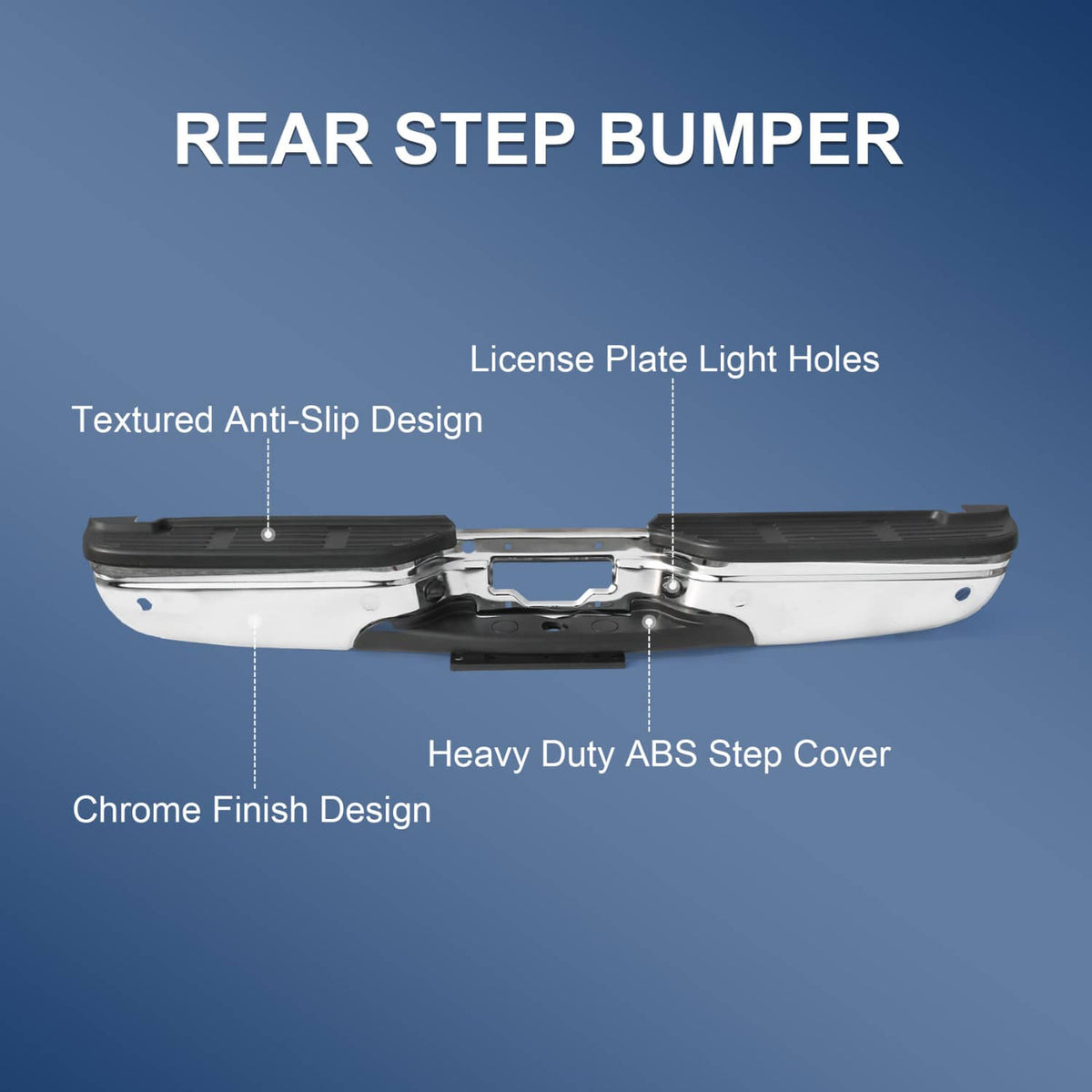 Solidspare For 99-07 FORD F250 F350 Super Duty Chrome Rear Step Bumper W/ Park Sensor Holes