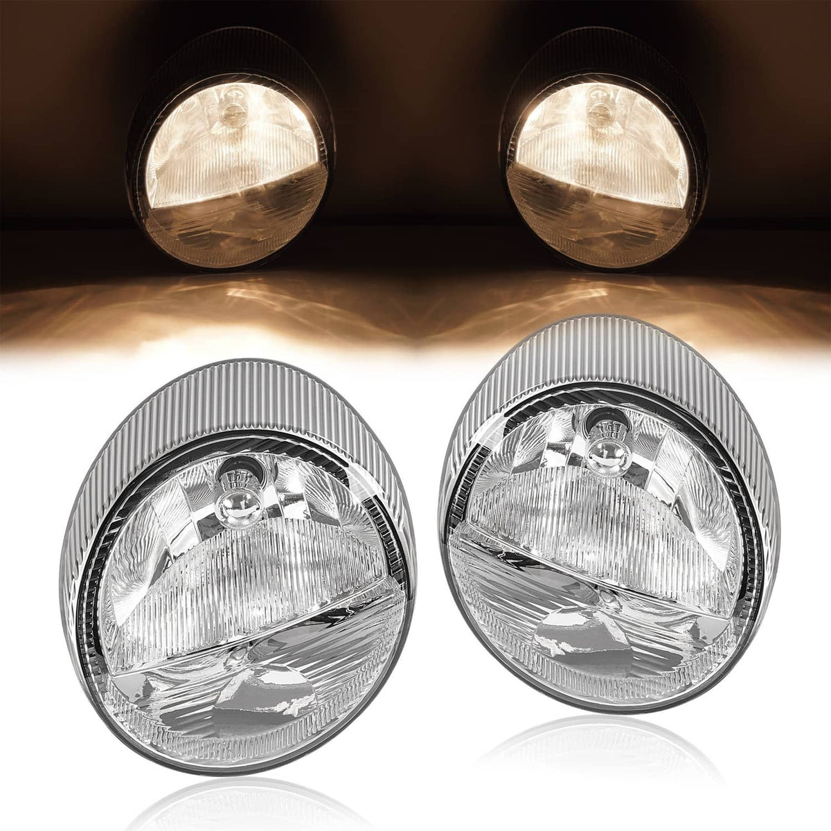 Solid Spare Driver and Passenger Side Headlights For Ford Thunderbird 2002-2005 Halogen