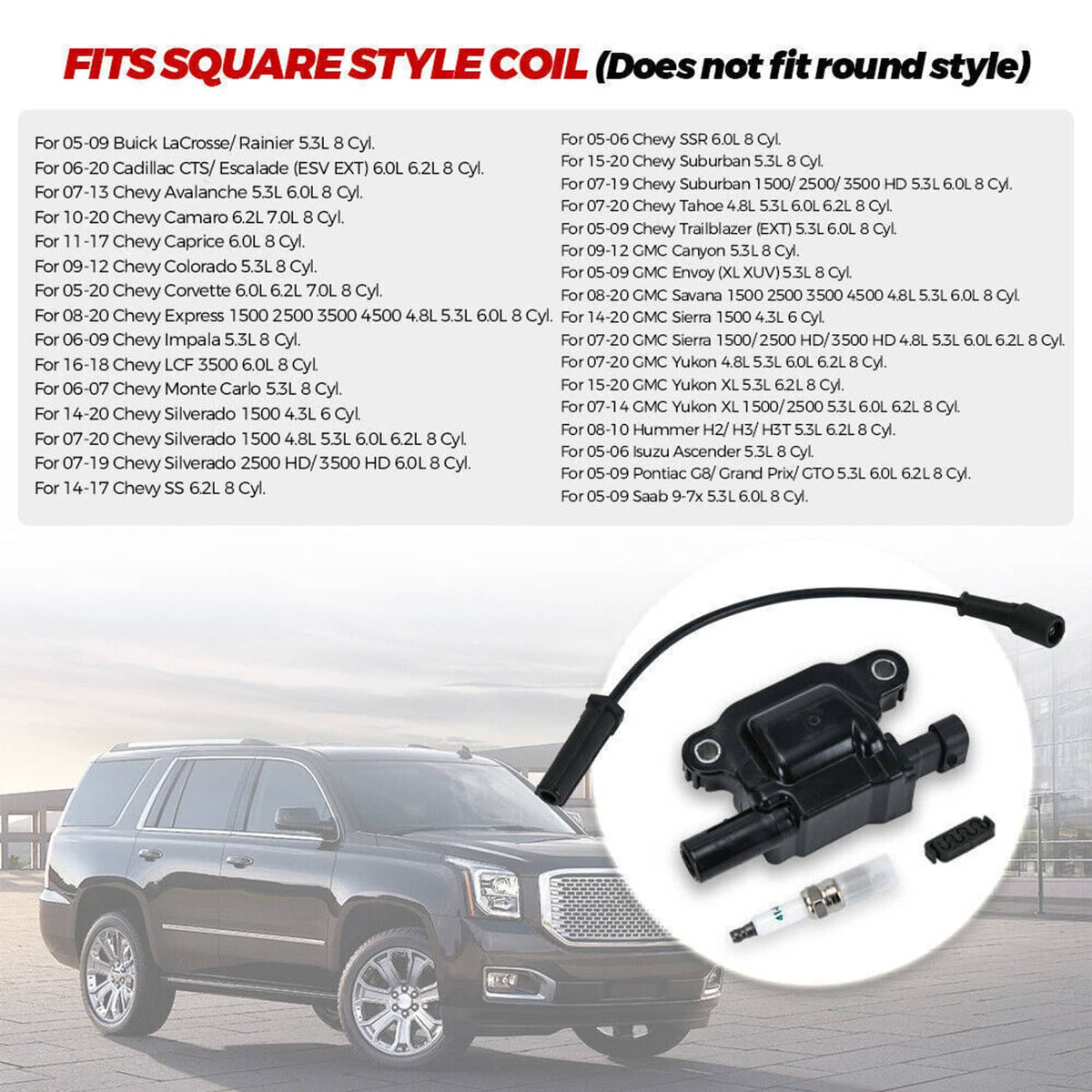Solidspare 8 Pack UF413 Ignition Coils & 41-962 Spark Plugs w/ Spark Plug Wires For Chevy