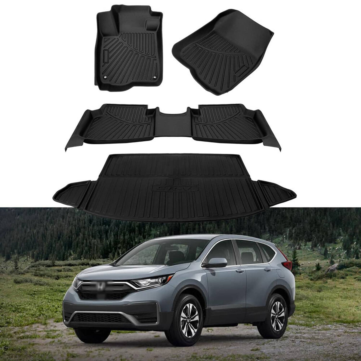 Solidspare Car Floor Mats w/ Cargo Liner For Honda CR-V CRV 2017 2018 2019 2020 2021 2022