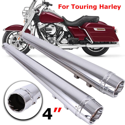 Solidspare 4" SLIP ON MUFFLERS EXHAUST PIPES FOR HARLEY TOURING BAGGER 1995-2016 CHROME