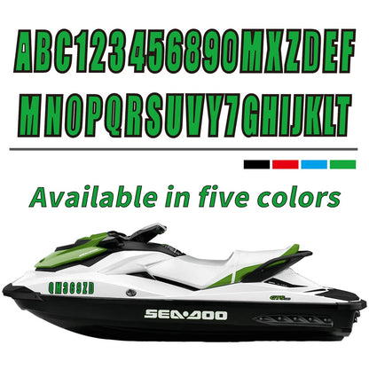 Solid Spare Boat Registration Letters Numbers Decals 4 Set of A-Z & 0-9 Green Stickers