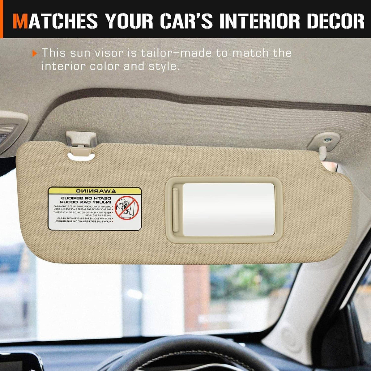 Solidspare Right & Left Side Beige Sun Visor w/Mirror Pair For 2011-2015 Hyundai Elantra