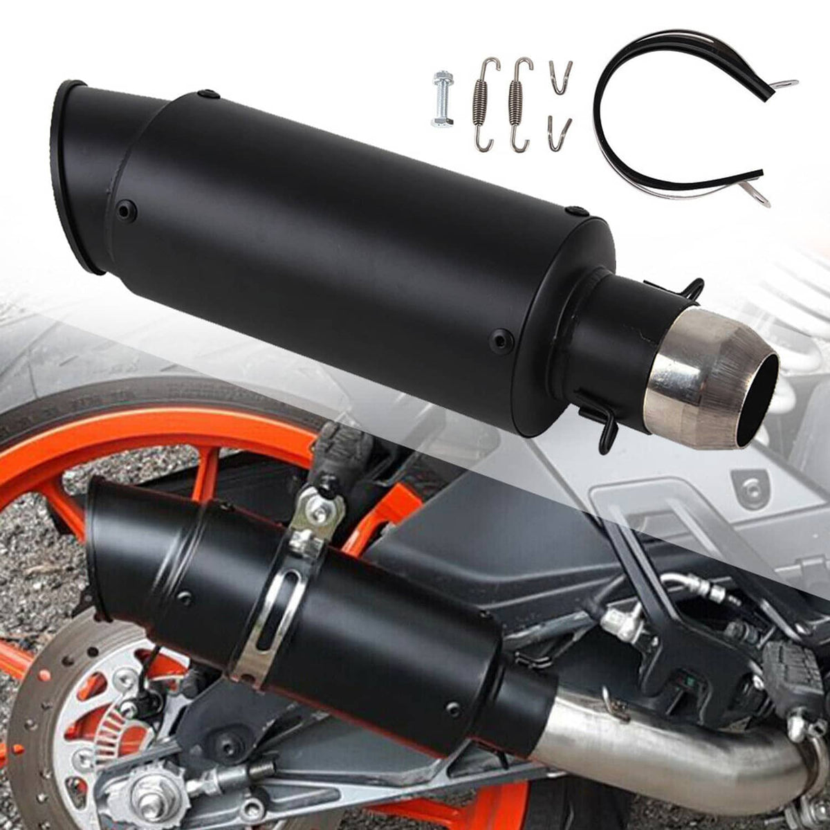 Solidspare Universal Exhaust Muffler Tail Pipe Slip on DB Killer Black Motorcycle Exhaust