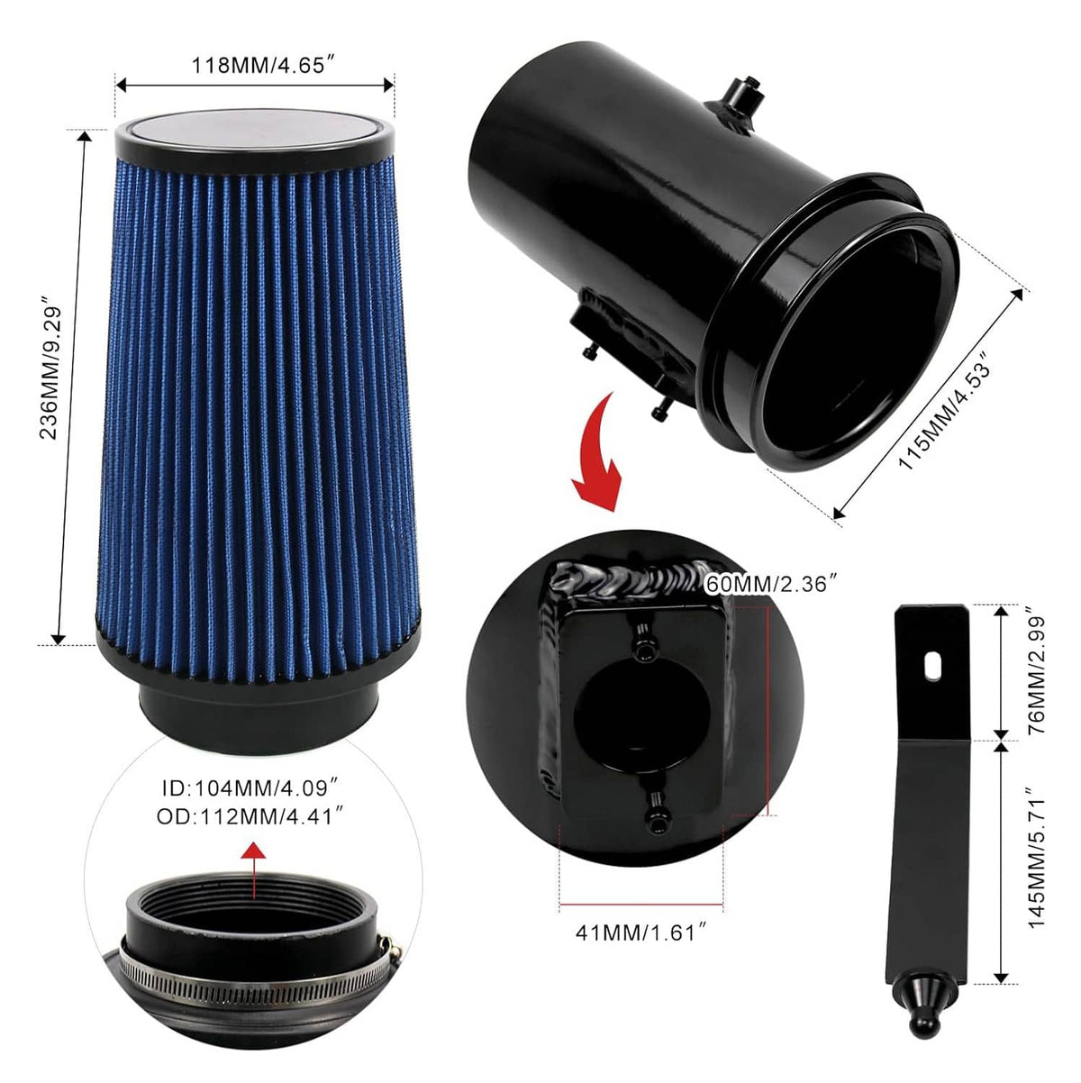 Solidspare New Cold Air Intake System for 2008-10 Ford F250/350/450 Super Duty XL XLT 6.4L