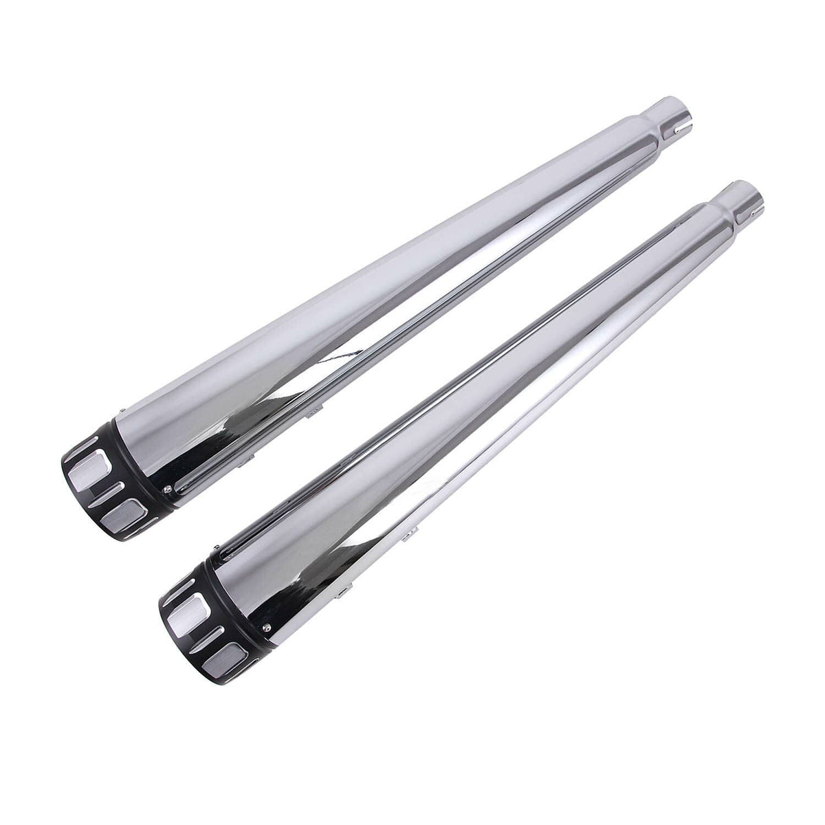 Solidspare 4" CHROME MEGAPHONE SLIP-ON MUFFLERS EXHAUST PIPES FOR HARLEY TOURING BAGGERS
