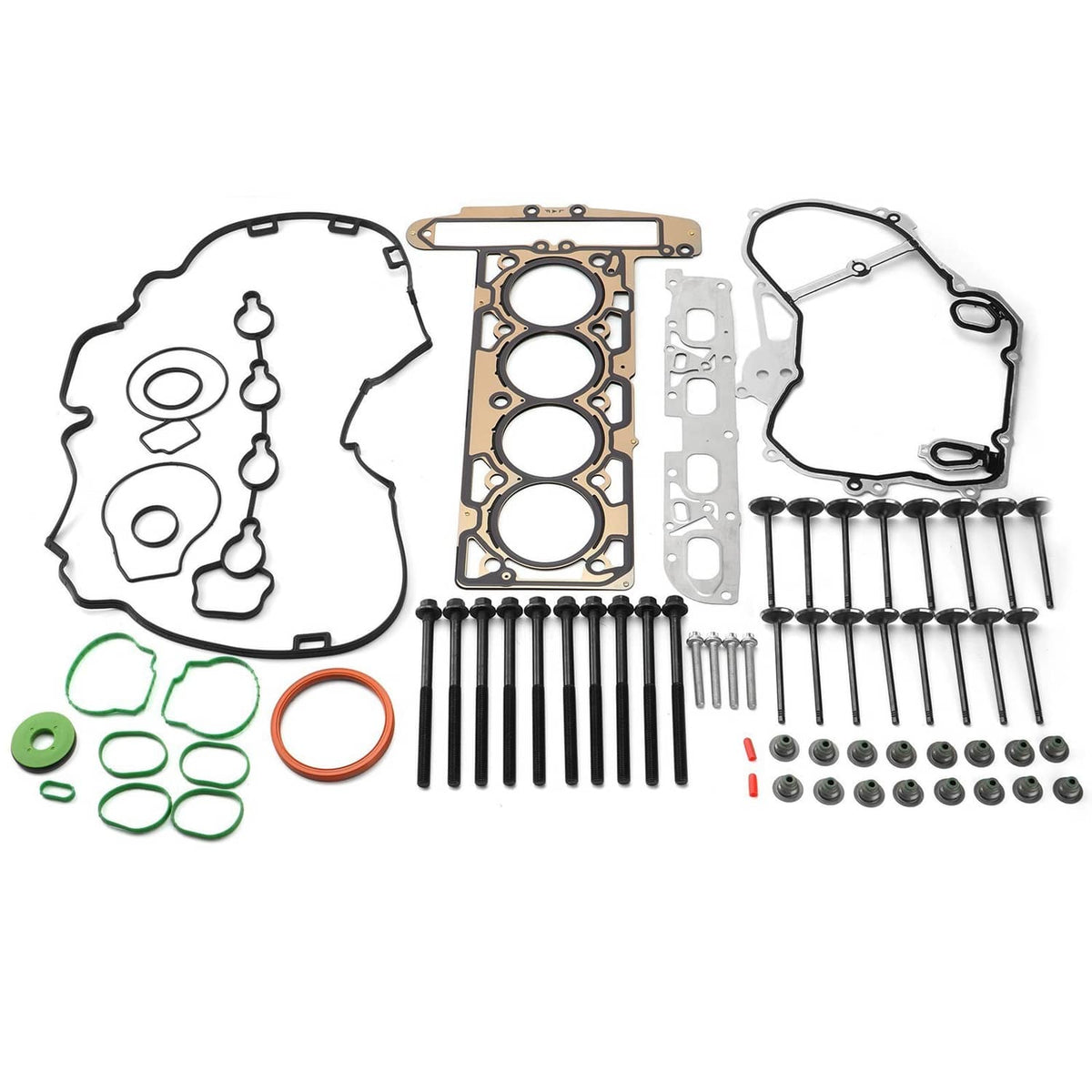 Solidspare Head Gasket W/ Bolt & 16pcs Rocker Arm Valve Lifter Set for Chevy GMC Buick 2.4L