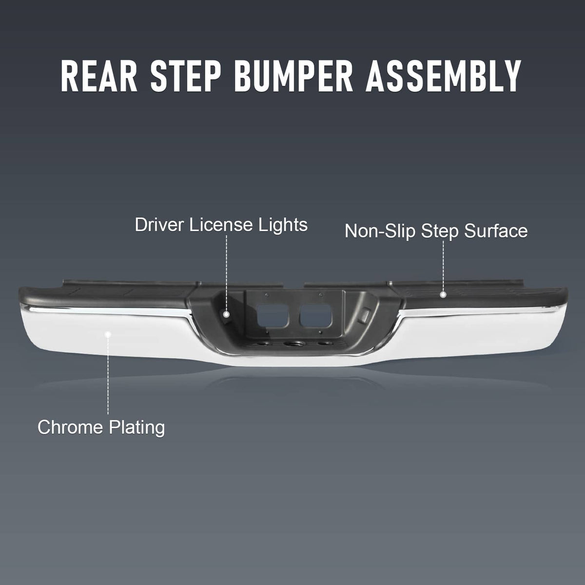 Solidspare Complete Rear Step Bumper Assembly Fit For 2000-2006 Toyota Tundra Chrome Steel