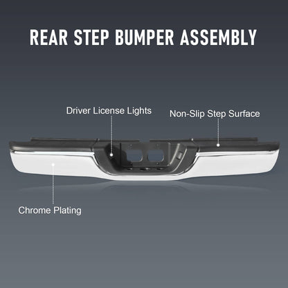 Solidspare Complete Rear Step Bumper Assembly Fit For 2000-2006 Toyota Tundra Chrome Steel