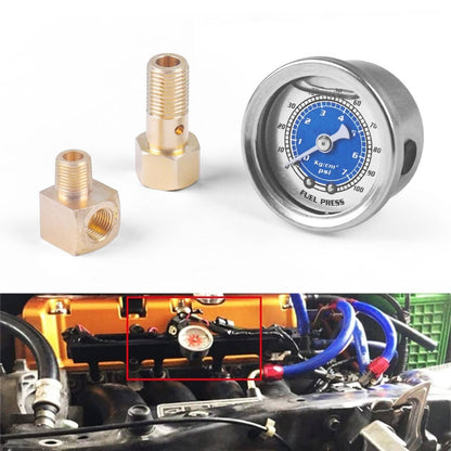 Solid Spare Liquid Filled Meter Fuel Pressure Gauge 1/8 NPT 100PSI For VMS Honda Acura Civic