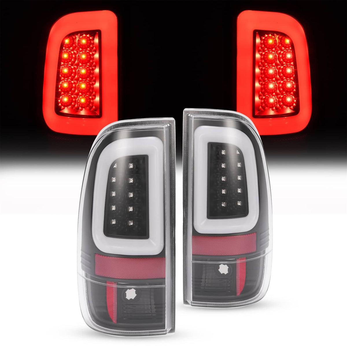 Solid Spare Black LED Tube Tail Lights Lamps For Ford F250 F350 F450 SD SuperDuty 2008-2016