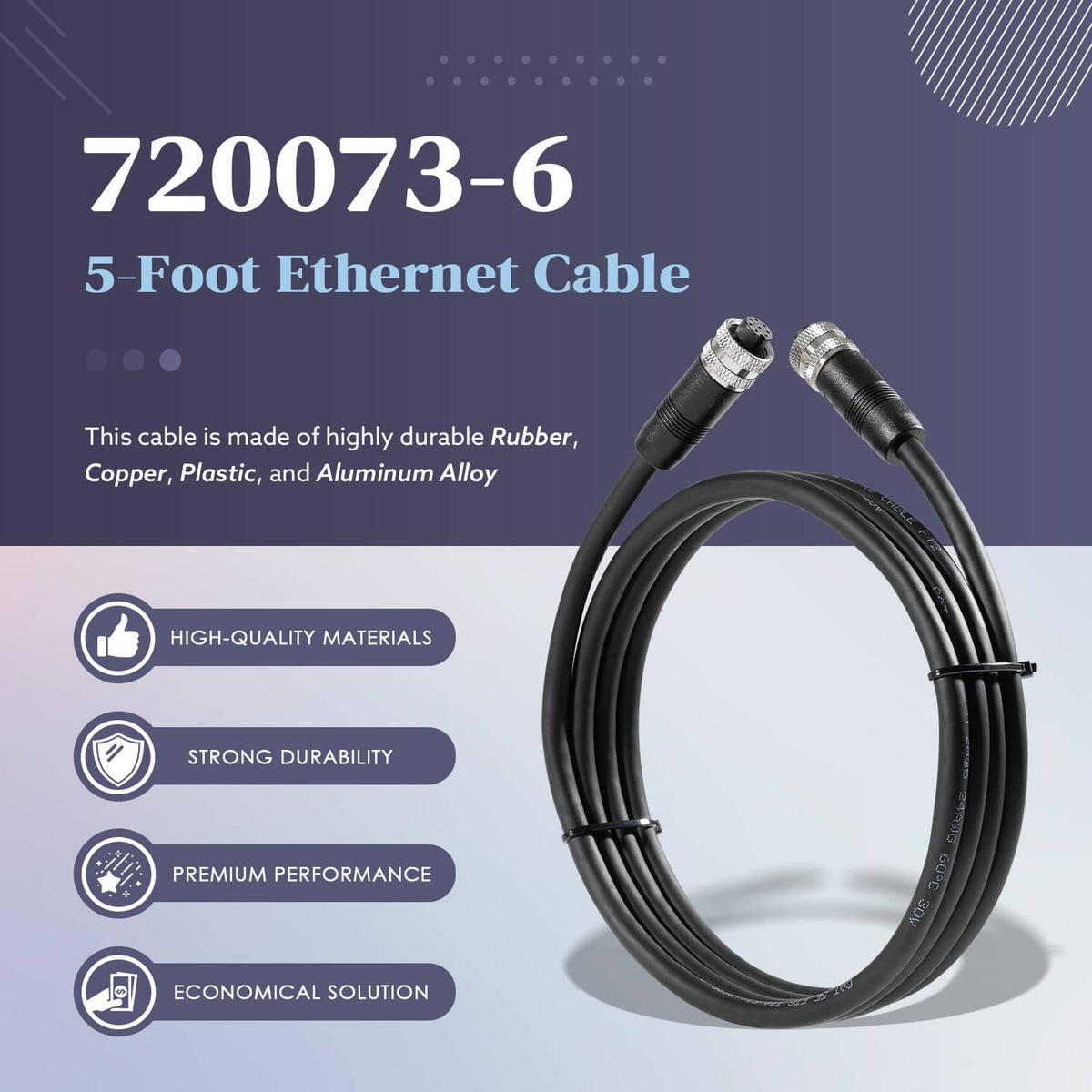 Solidspare Replace for Humminbird 720073-6 5ft. Boat Ethernet Cable AS EC 5E Ethernet Cor