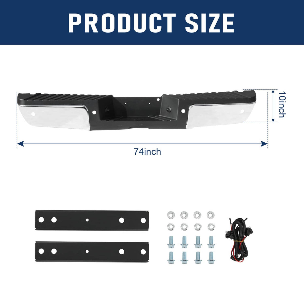 Solidspare For 2008-2016 Ford F250 F350 Super Duty Rear Step Bumper Assembly w/ Sensor Hole