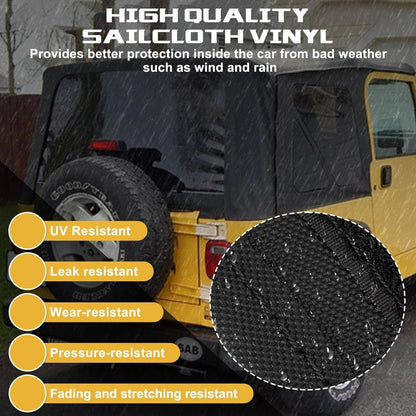 Solidspare 4Pcs For 1997-2006 Jeep Wrangler TJ Premium Rear Soft Top + Upper Skins