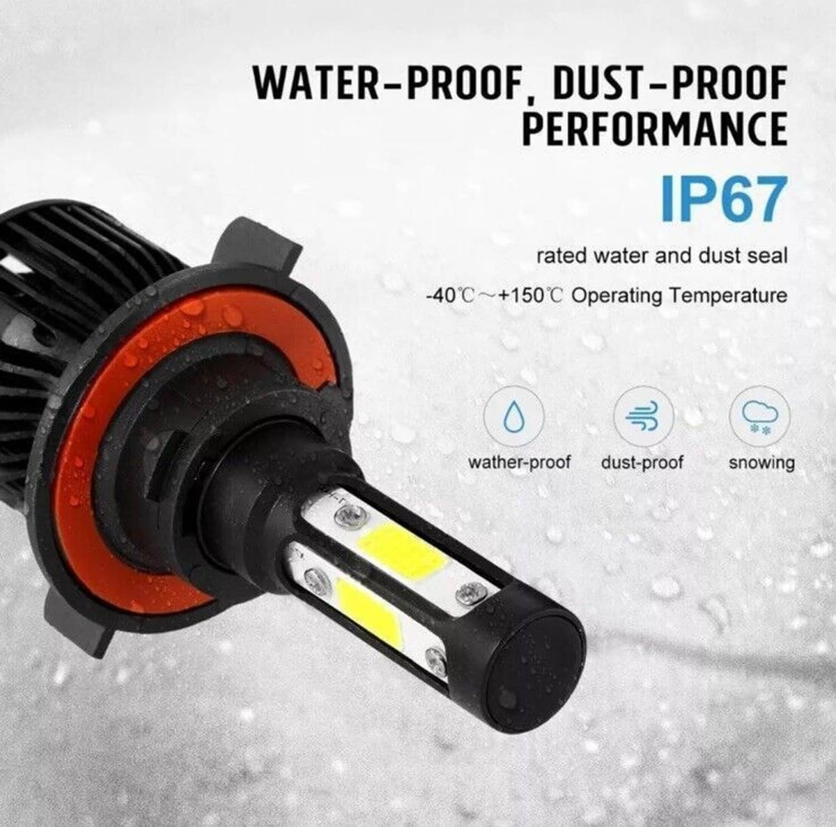 Solidspare 4-Sides H13 9008 LED Headlight Bulb for 2004-2014 Ford F-150 High Low Beam 6000K