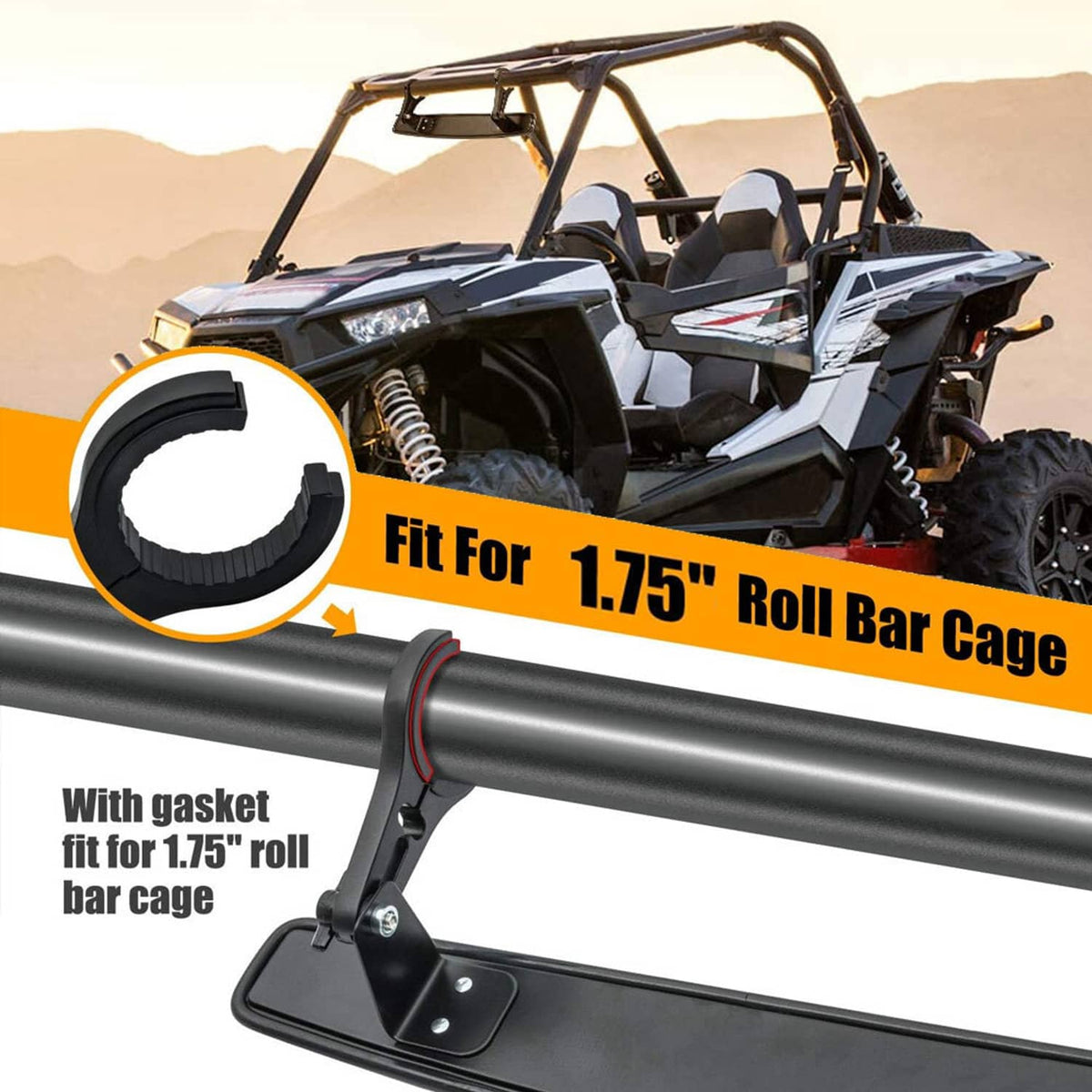 Solidspare UTV 1.75" Side Mirrors + Center Mirror For Polaris RZR Ranger Yamaha Rhino Honda