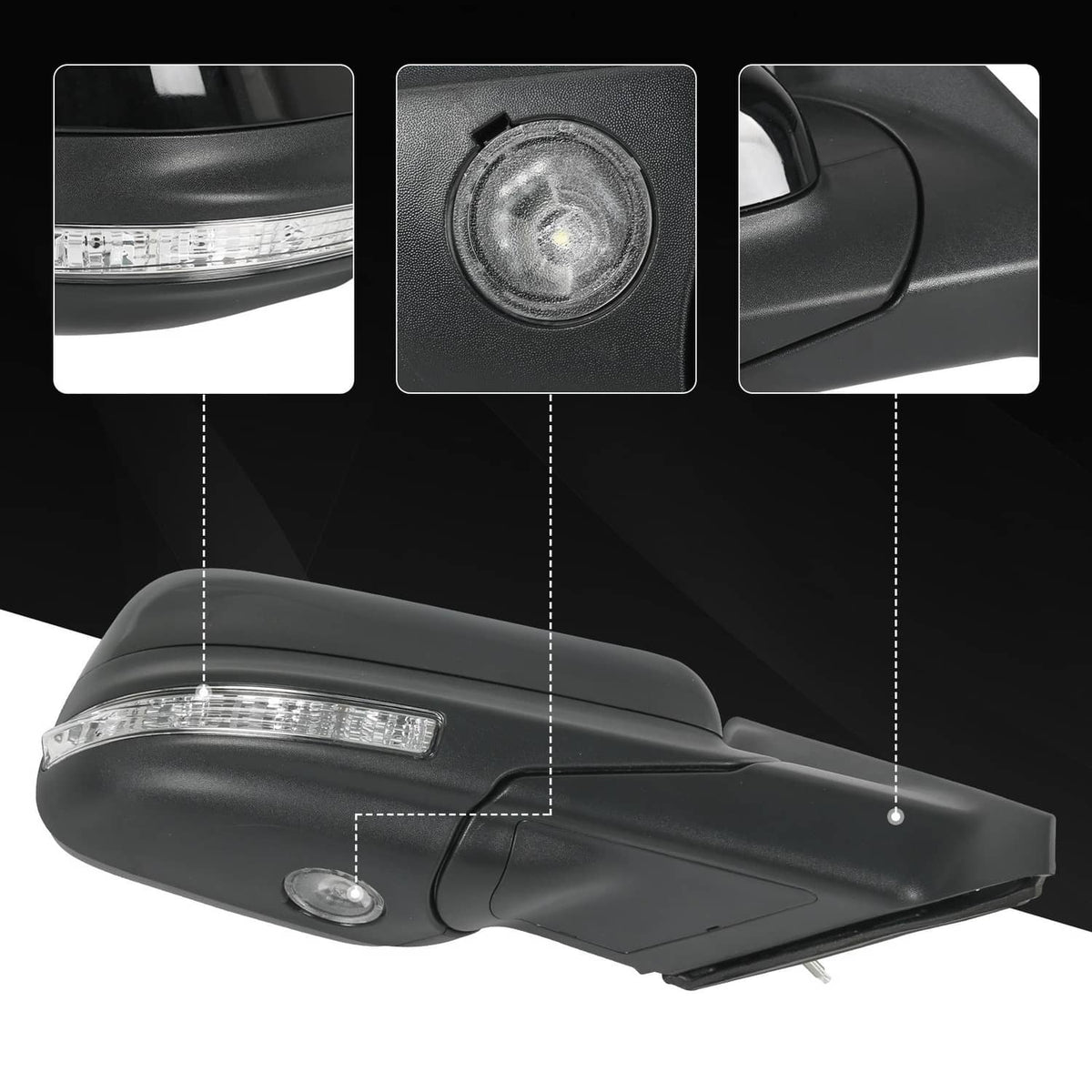 Solidspare Door Mirror Right Passenger Side For Ford Explorer 2012-2019FO1321554 Black 7Pin
