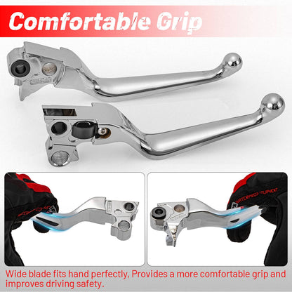 Solidspare Chrome Wide Hand Levers for Harley Sportster Softail Dyna Street Glide Road King