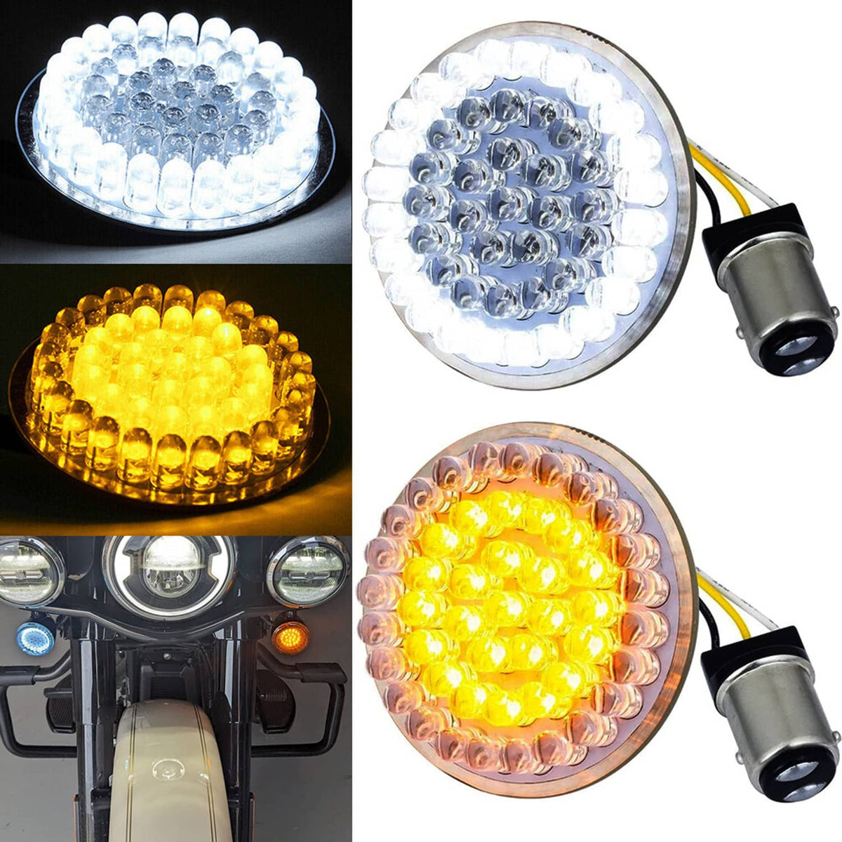 Solidspare Front 2" Led Turn Signal Light 1157 Bulb For Harley Touring Road Glide Limited