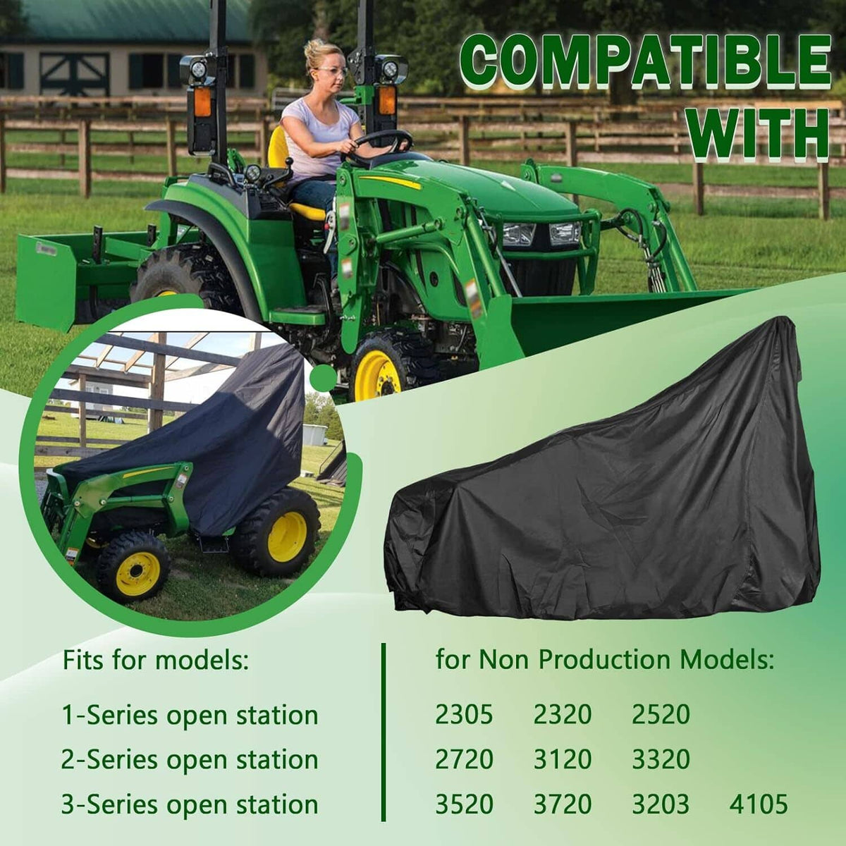 Solidspare LP95637 Classic Accessories Tractor Cover for John Deere Compact Utility Tractor