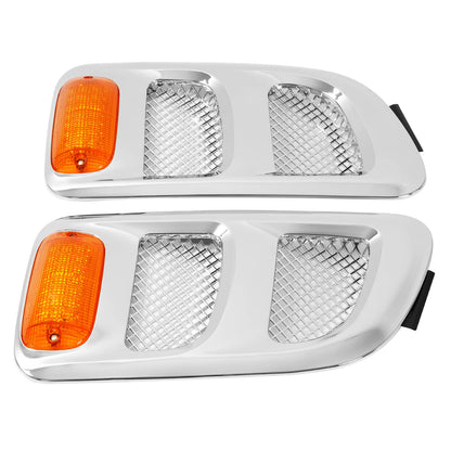 Solid Spare Pair Hood Side Vents Silvery Air Intake Trim Fit 1997-2009 Sterling Truck