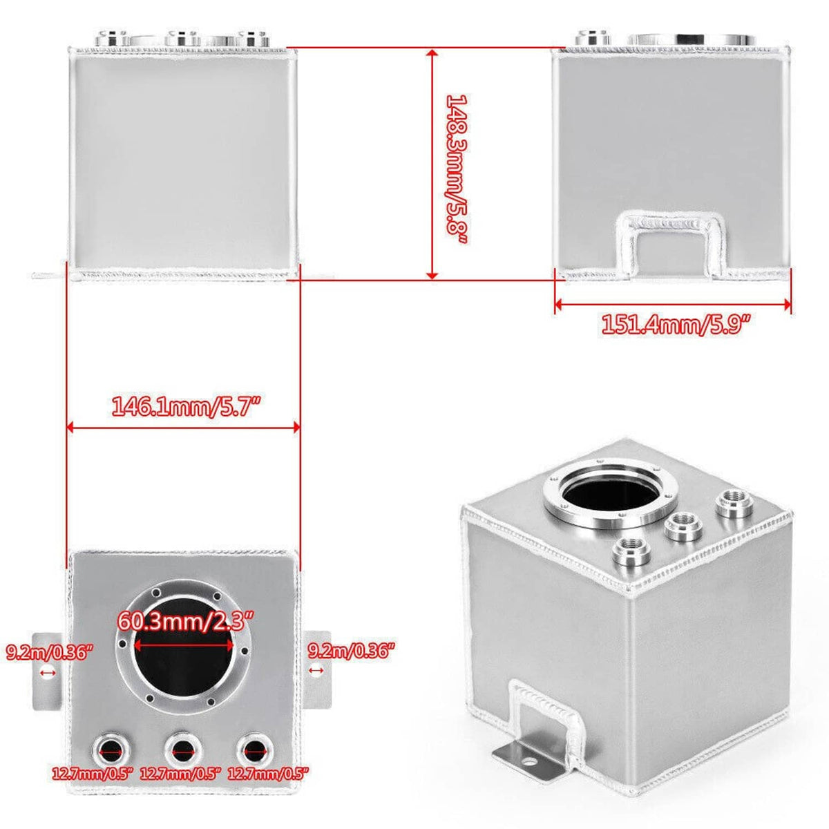 Solidspare 2L Aluminum High Flow Swirl Fuel Surge Pot Tank AN6 For 044 External Fuel Pump
