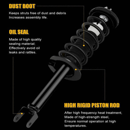 Solidspare New 4Pcs Front & Rear Complete Shocks Struts For 2008-12 Honda Accord 2.4L 3.5L