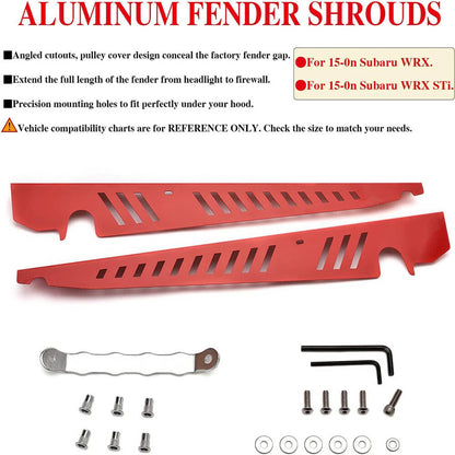 Solidspare Red Performance Fender Shrouds Panel For 2015-2020 Subaru WRX / WRX STI