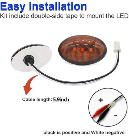 Solid Spare For 1999-2010 Ford F350 F450 Amber/Red Side Fender Marker Dually Bed LED Light