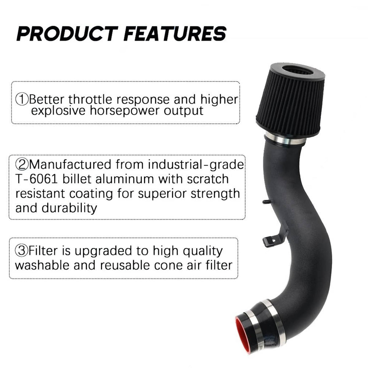 Solidspare Cold Air Intake & Heat Shield Kit w/Filter For 2015-2020 VW Golf GTi R 1.8T 2.0T