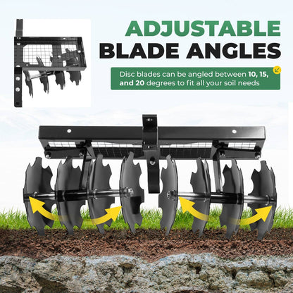 Solidspare Rear Disc Harrow 11" Steel Tow For Universal Tractor Sleeve Hitch Attachment