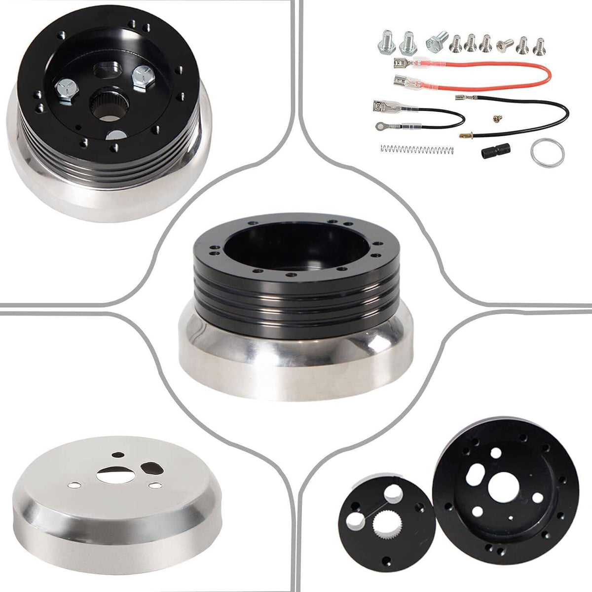 Solidspare 5 & 6 Hole Steering Wheel Polished Hub Adapter For Chevy Flaming River Ididit GM