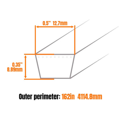 Solidspare DECK BELT Fits For MTD Cub Cadet TROY BILT 50" 754-04240 954-04240 1/2"X162"