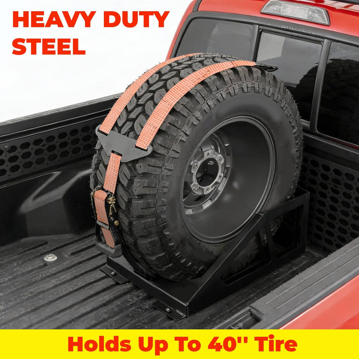 Solid Spare Bed Mount Spare Tire Carrier Universal Multiple Makes Models Fits Tires 33"- 40"