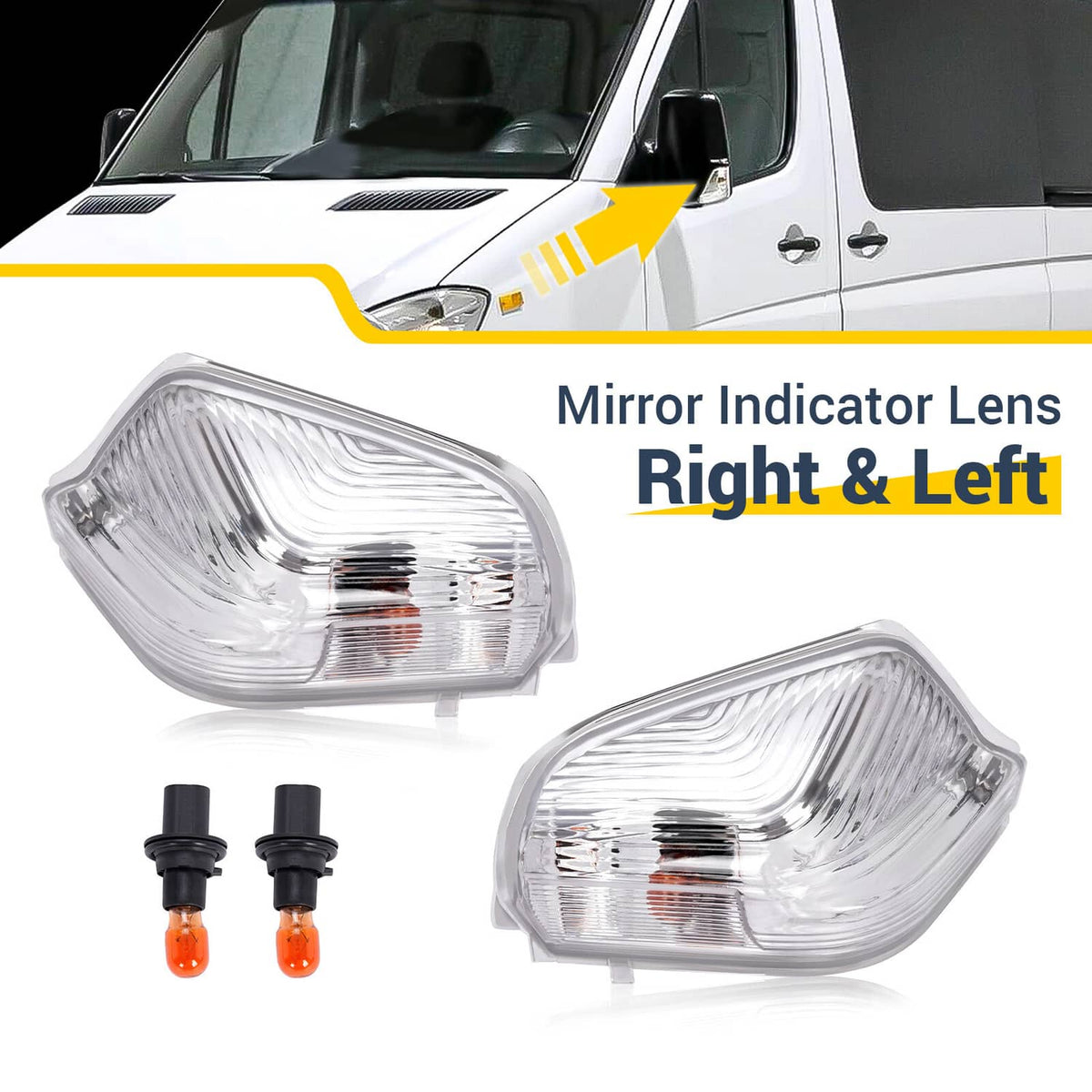 Solid Spare Pair Side Mirror Indicator Light w/Bulb For Mercedes Benz Sprinter W906 2006-21