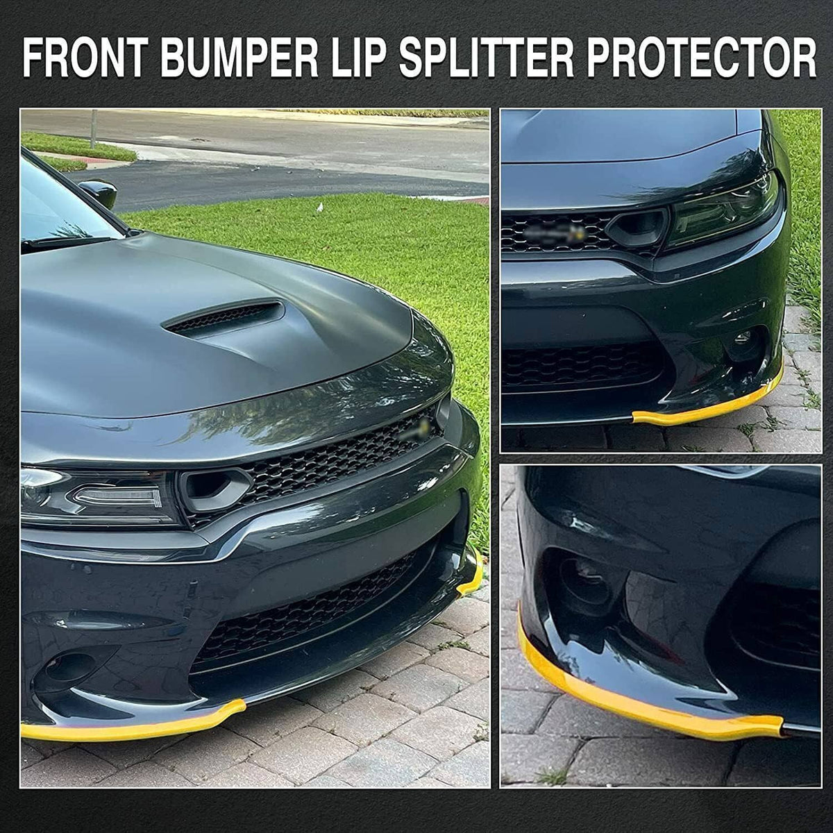 Solidspare Front Bumper Lip Splitter Trim Cover Yellow For 2015-2022 Dodge Charger SRT Scat