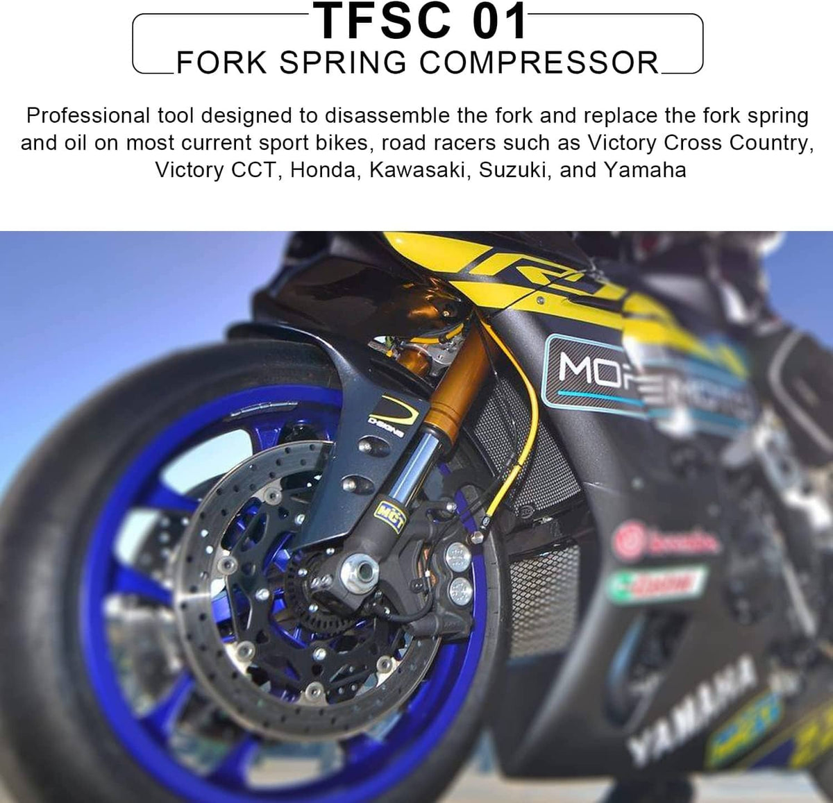Solid Spare TFSC 01 Fork Spring Compressor Tool For Most Current Sport Bikes & Road Racers