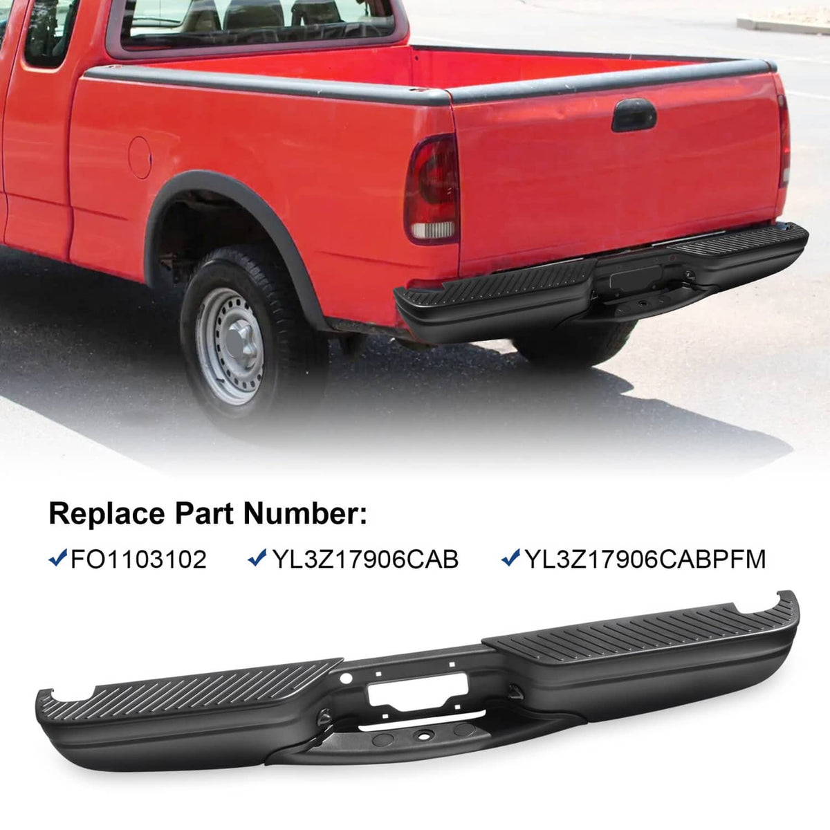 Solidspare Black Rear Step Bumper Assembly For 97-04 Ford F-150 97-99 Ford F-250 Styleside