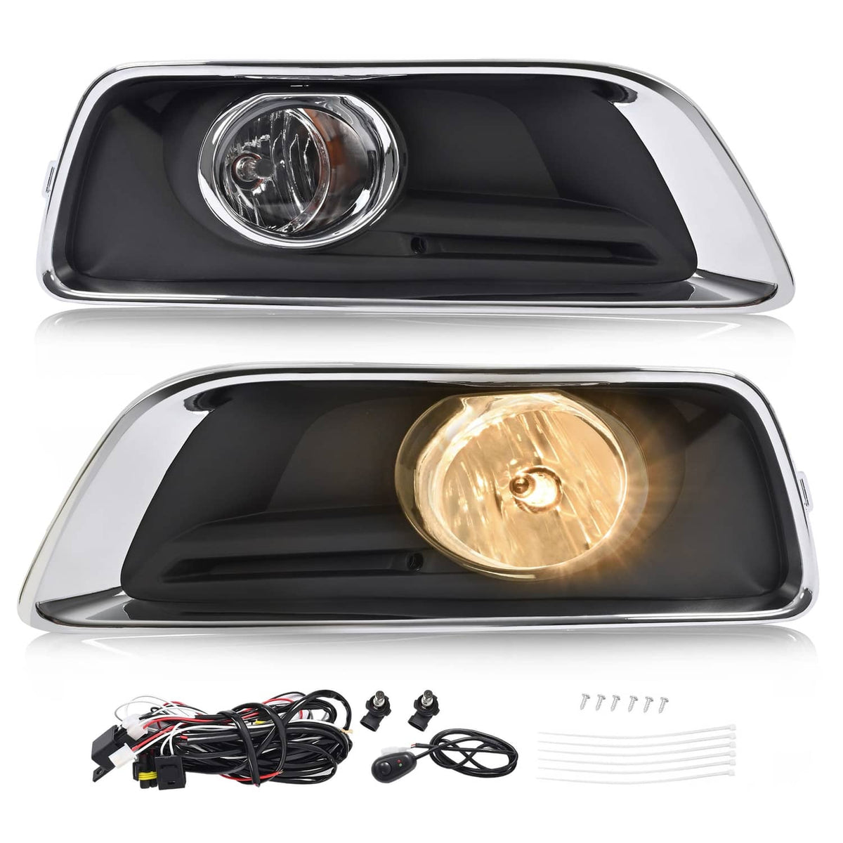 Solid Spare For Chevy Malibu 2013-2016 Fog Lights Bumper Lamps w/ Black Bezel Molding Wiring