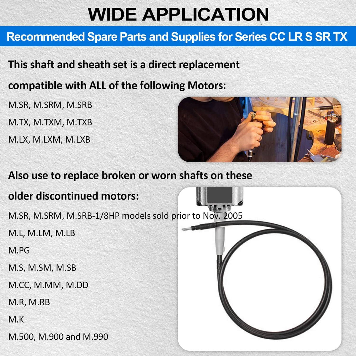 Solid Spare For Foredom Flexshaft Inner Shaft & Outer Sheath Set for CC LR S SR TX Series