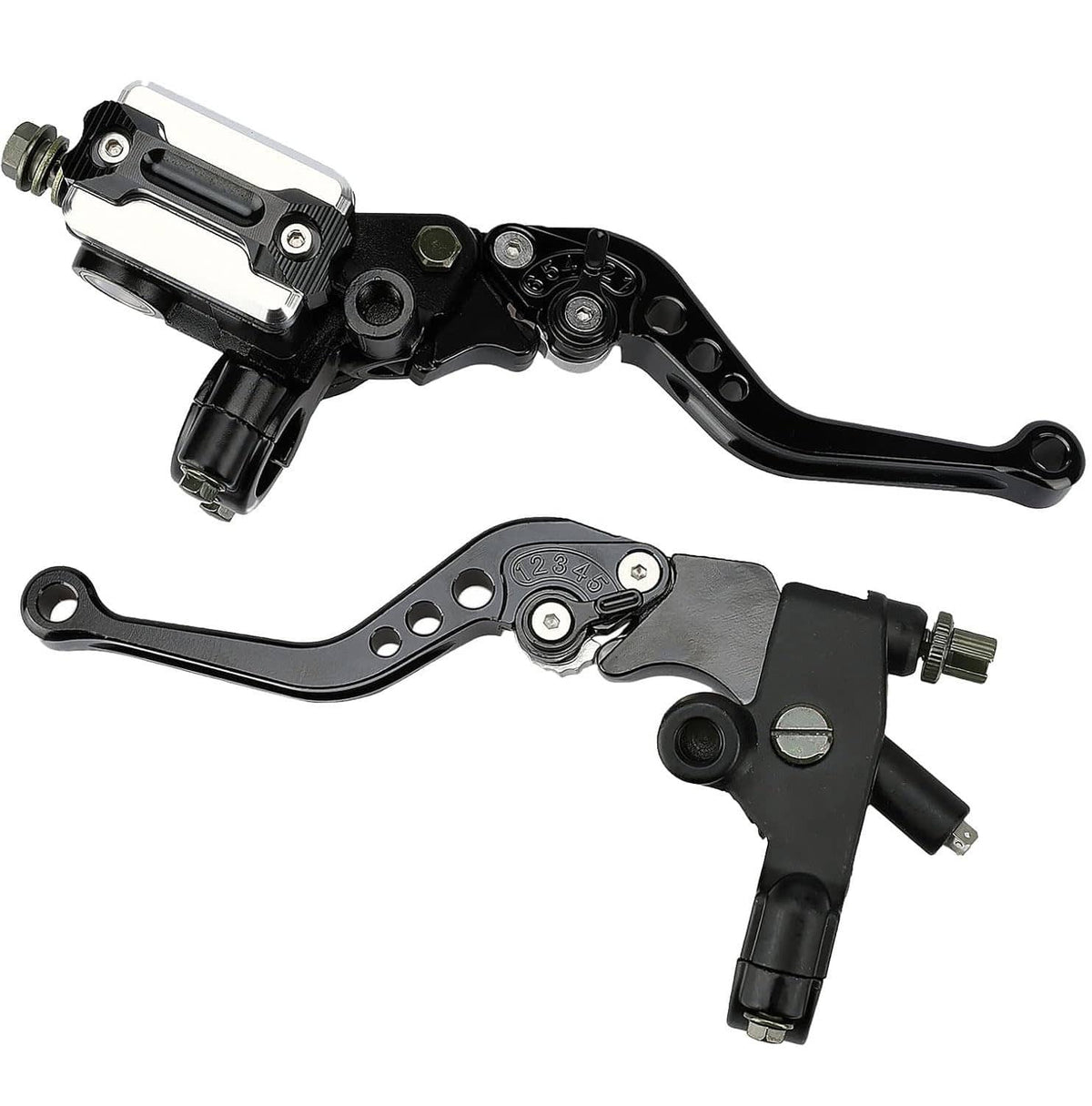 Solidspare Universal 7/8'' Motorcycle CNC Brake Clutch Master Cylinder Reservoir Lever Set