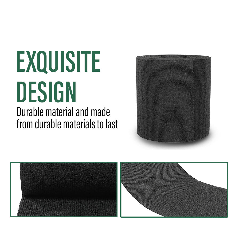 Solid Spare 9" x 50' Ribbed Bunk Carpet / Marine Boat Trailer Runners / Outdoor - Black