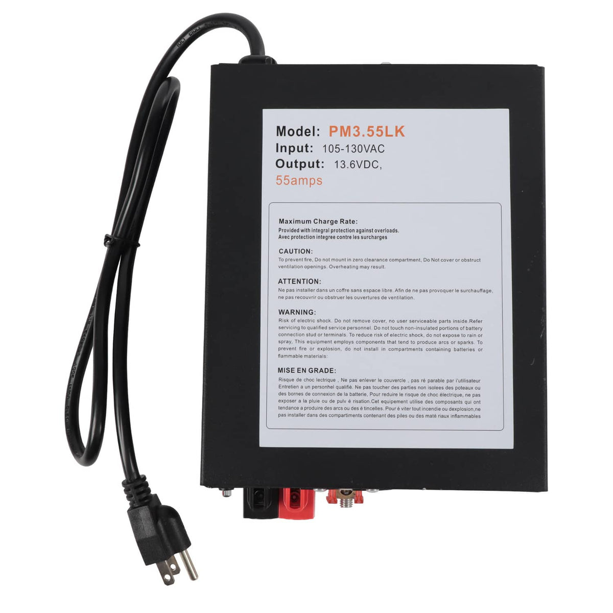 Solidspare PM3-55LK RV Power Converter 110V to 12V DC Charger with 55 Amp for Reliable RV