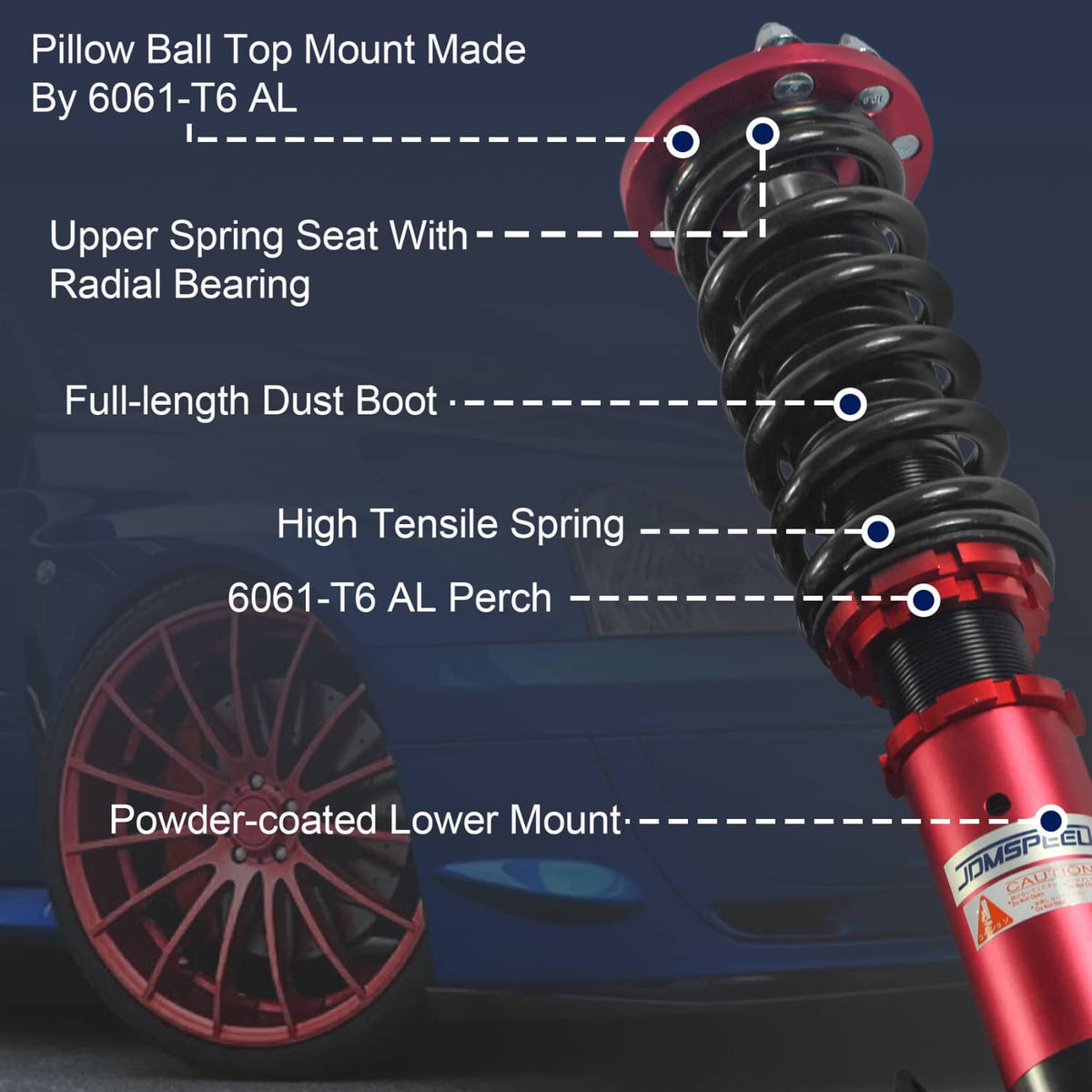 Solidspare Red Full Coilover Suspension Spring Struts Kit For 03-07 Accord 04-08 Acura TSX
