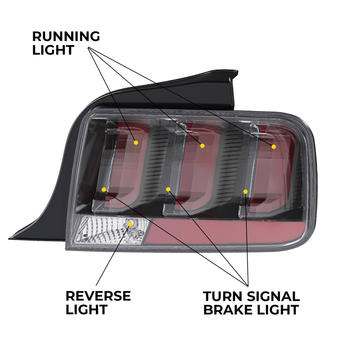 Solid Spare For Ford Mustang 2005-2009 Clear Lens LED Tail Lights Rear Brake Lamps Set 05-09