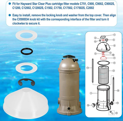 Solid Spare CX900DA Knob Kit For Hayward Star Clear Plus Cartridge Filter C751 C900 C1200
