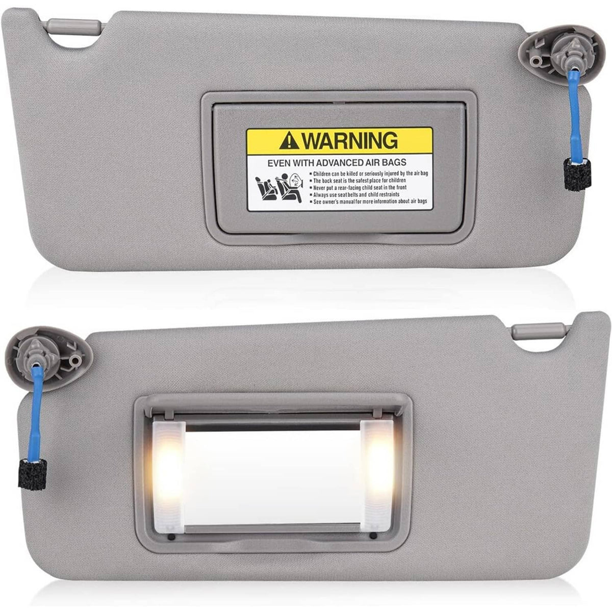 Solidspare Pair Gray Sun Visor w/ Light & Mirror For 2008-2017 Honda Accord 83280-TA5-A51ZA