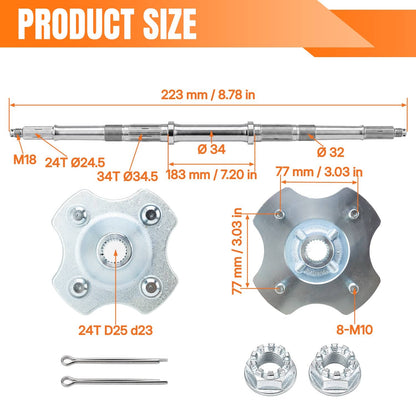 Solidspare Rear Differential Axle Shaft Wheel Hub Kit For Honda TRX300 Fourtrax 300 88-2000