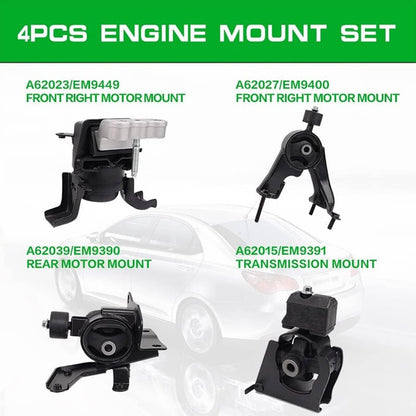 Solidspare New 4Pcs Engine Motor Transmission Mount For 2009-13 Corolla 1.8L A62015 A62023